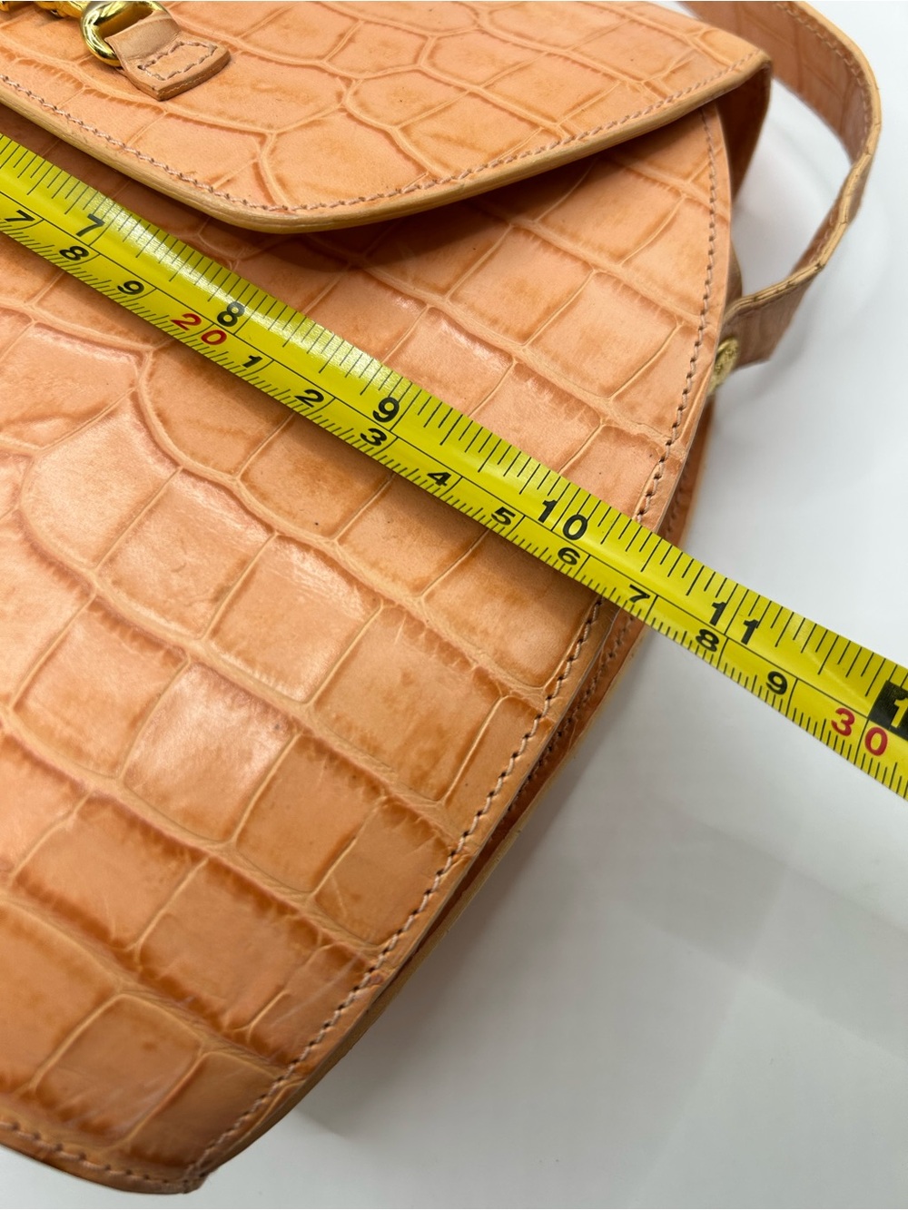 Escada Tan Crocodile-Embossed Crossbody Bag - Picture 13 of 14